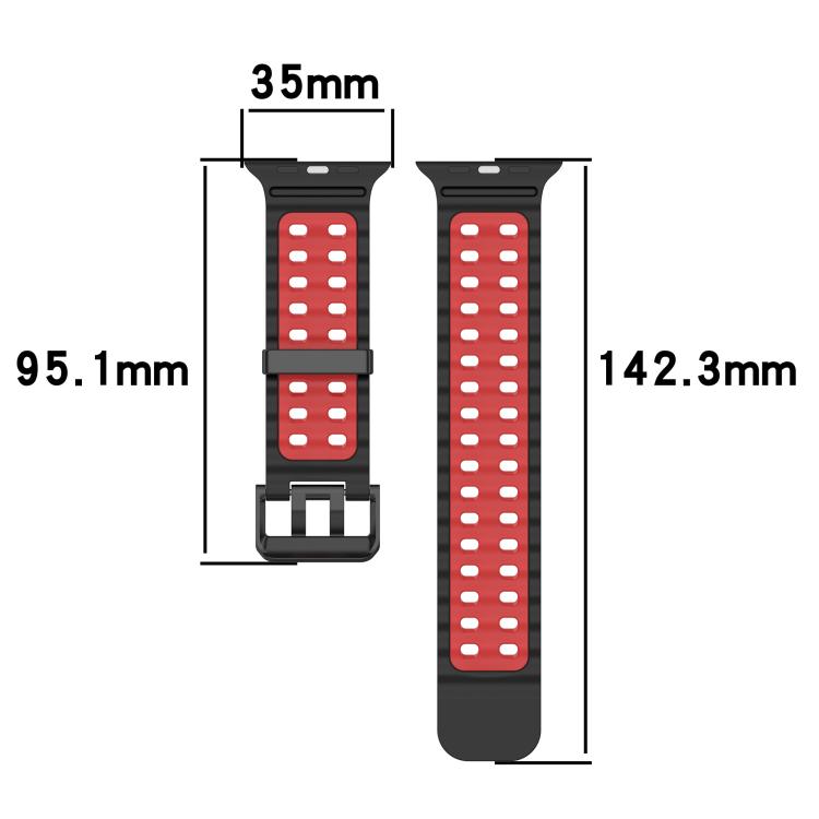 Ocean Double-row Hole Two-color Silicone Watch Band, For Apple Watch 46mm / 49mm / 45mm / 44mm