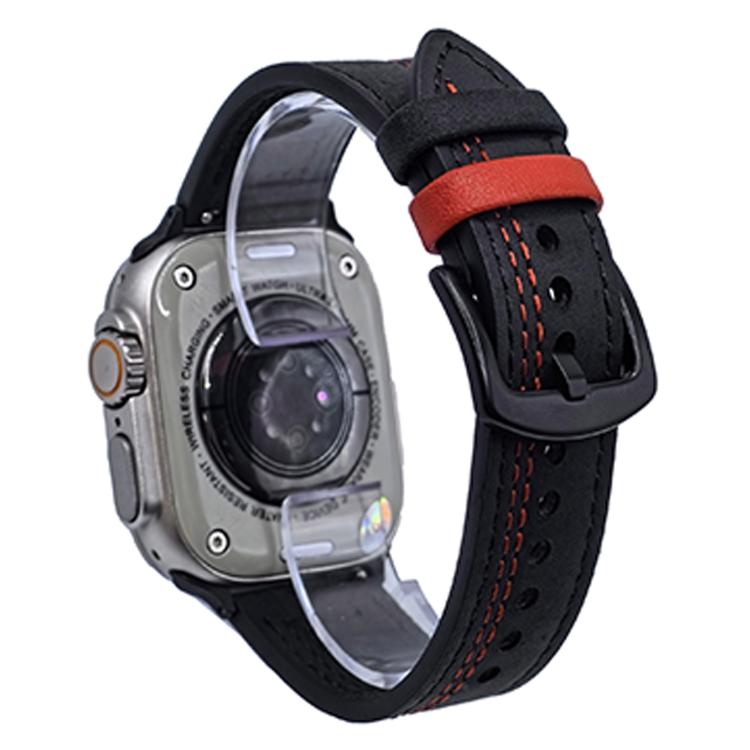 7-Line Tri-Star Buckle Pull Up Leather Watch Band, For Apple Watch 46mm / 49mm / 45mm / 44mm, For Apple Watch 42mm / 41mm / 40mm / 38mm