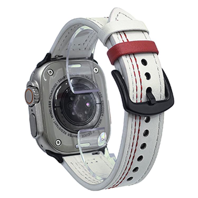 7-Line Tri-Star Buckle Pull Up Leather Watch Band, For Apple Watch 46mm / 49mm / 45mm / 44mm, For Apple Watch 42mm / 41mm / 40mm / 38mm