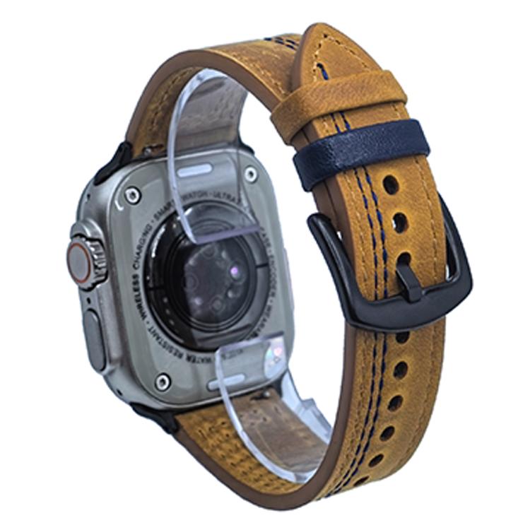 7-Line Tri-Star Buckle Pull Up Leather Watch Band, For Apple Watch 46mm / 49mm / 45mm / 44mm, For Apple Watch 42mm / 41mm / 40mm / 38mm