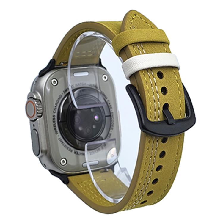 7-Line Tri-Star Buckle Pull Up Leather Watch Band, For Apple Watch 46mm / 49mm / 45mm / 44mm, For Apple Watch 42mm / 41mm / 40mm / 38mm