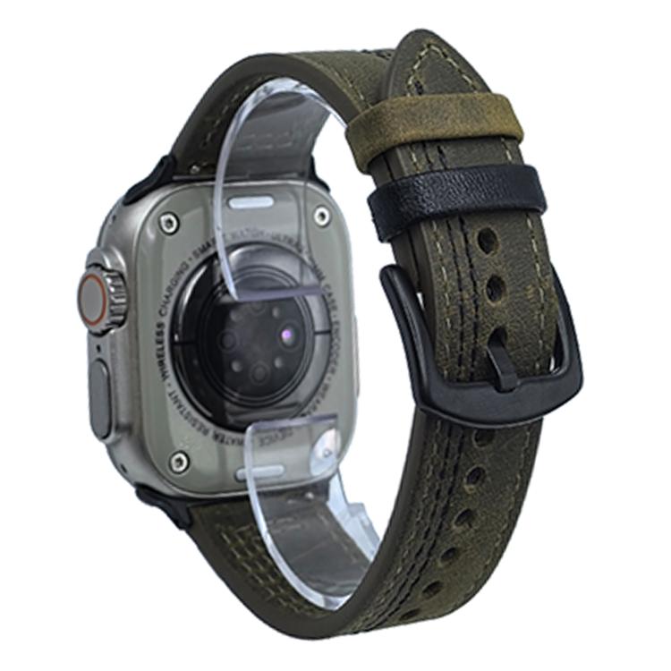 7-Line Tri-Star Buckle Pull Up Leather Watch Band, For Apple Watch 46mm / 49mm / 45mm / 44mm, For Apple Watch 42mm / 41mm / 40mm / 38mm