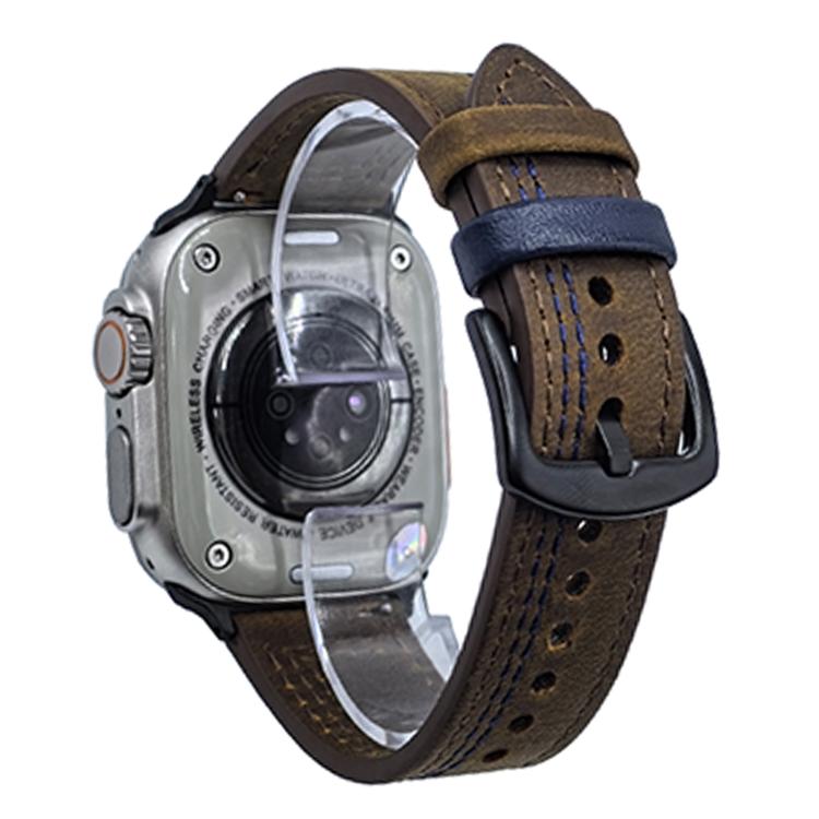 7-Line Tri-Star Buckle Pull Up Leather Watch Band, For Apple Watch 46mm / 49mm / 45mm / 44mm, For Apple Watch 42mm / 41mm / 40mm / 38mm