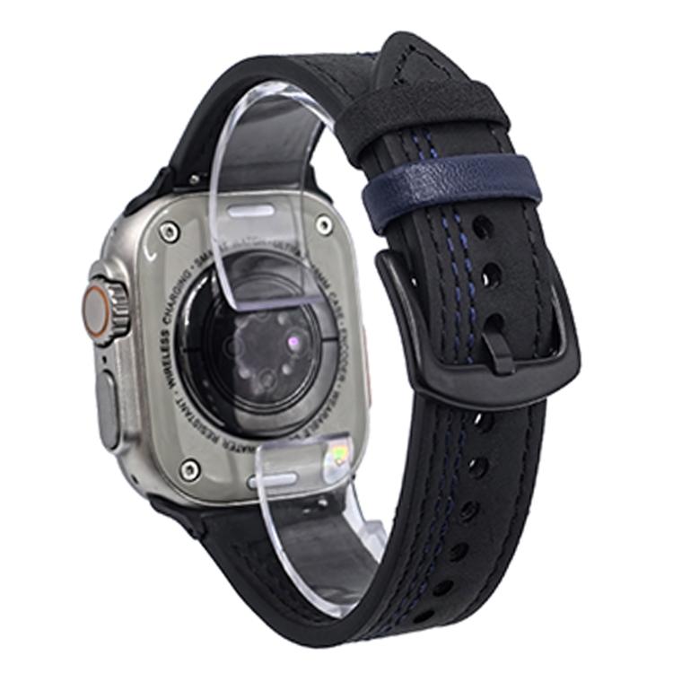 7-Line Tri-Star Buckle Pull Up Leather Watch Band, For Apple Watch 46mm / 49mm / 45mm / 44mm, For Apple Watch 42mm / 41mm / 40mm / 38mm