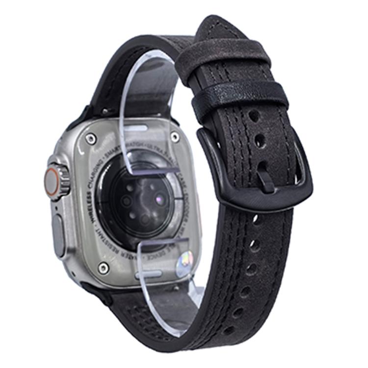 7-Line Tri-Star Buckle Pull Up Leather Watch Band, For Apple Watch 46mm / 49mm / 45mm / 44mm, For Apple Watch 42mm / 41mm / 40mm / 38mm