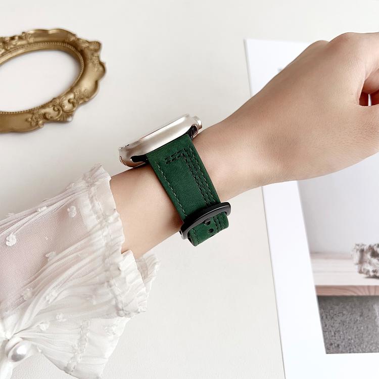 7-Line Tri-Star Buckle Pull Up Leather Watch Band, For Apple Watch 46mm / 49mm / 45mm / 44mm, For Apple Watch 42mm / 41mm / 40mm / 38mm