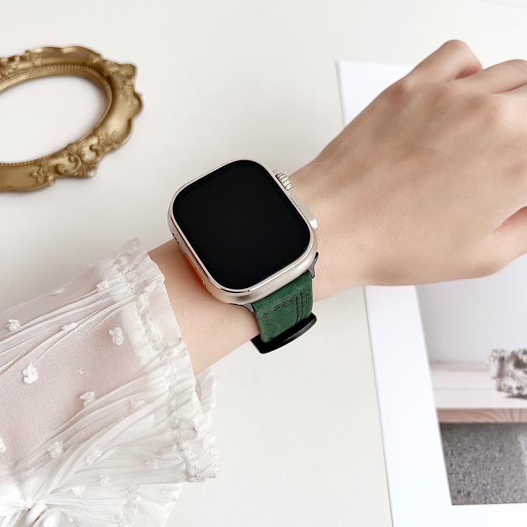 7-Line Tri-Star Buckle Pull Up Leather Watch Band, For Apple Watch 46mm / 49mm / 45mm / 44mm, For Apple Watch 42mm / 41mm / 40mm / 38mm