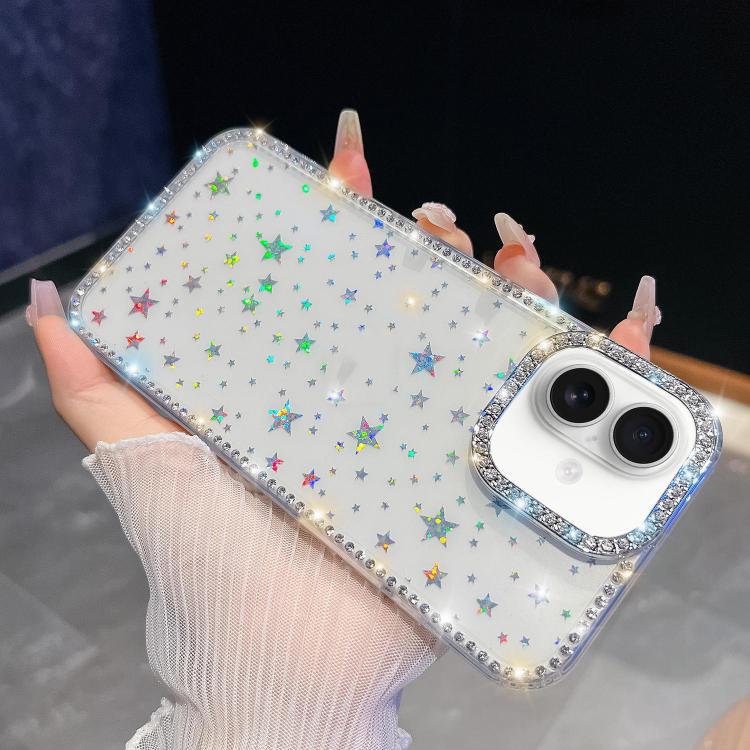 Rhinestone Glitter TPU 4-corners Anti-fall Phone Case, For iPhone 16e, For iPhone 16 Pro Max, For iPhone 16 Pro, For iPhone 16 Plus