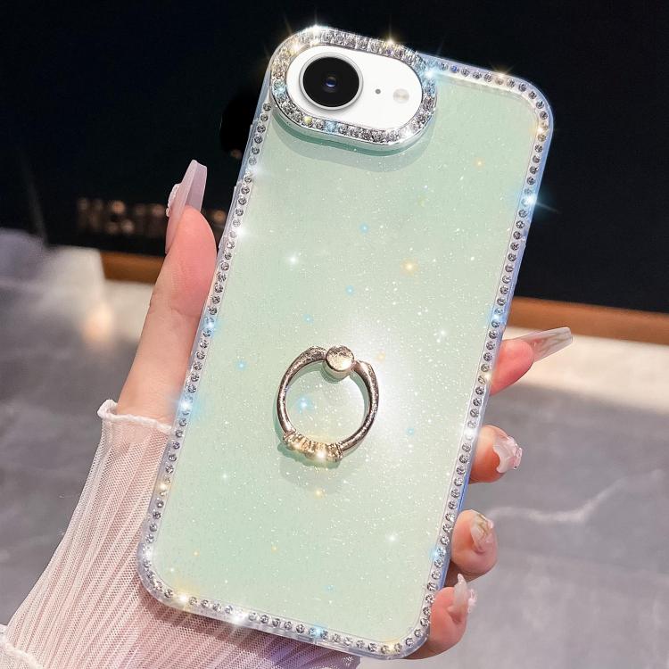 Rhinestone Glitter TPU Ring Holder Anti-fall Phone Case, For iPhone 16e, For iPhone 16 Pro Max, For iPhone 16 Pro, For iPhone 16 Plus