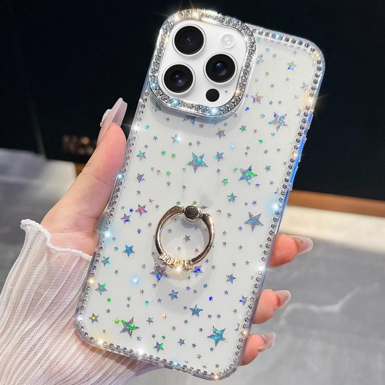 Rhinestone Glitter TPU Ring Holder Anti-fall Phone Case, For iPhone 14, For iPhone 14 Pro, For iPhone 14 Pro Max, For iPhone 13 Pro Max