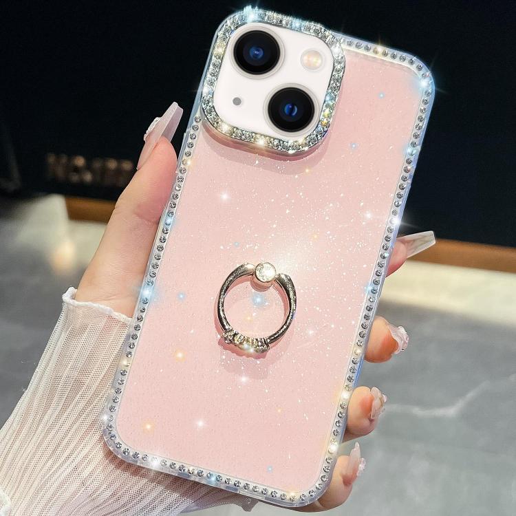Rhinestone Glitter TPU Ring Holder Anti-fall Phone Case, For iPhone 13 Pro, For iPhone 13