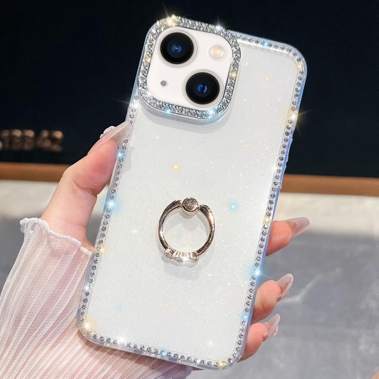 Rhinestone Glitter TPU Ring Holder Anti-fall Phone Case, For iPhone 13 Pro, For iPhone 13