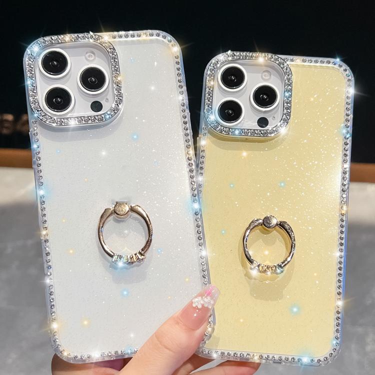 Rhinestone Glitter TPU Ring Holder Anti-fall Phone Case, For iPhone 14, For iPhone 14 Pro, For iPhone 14 Pro Max, For iPhone 13 Pro Max