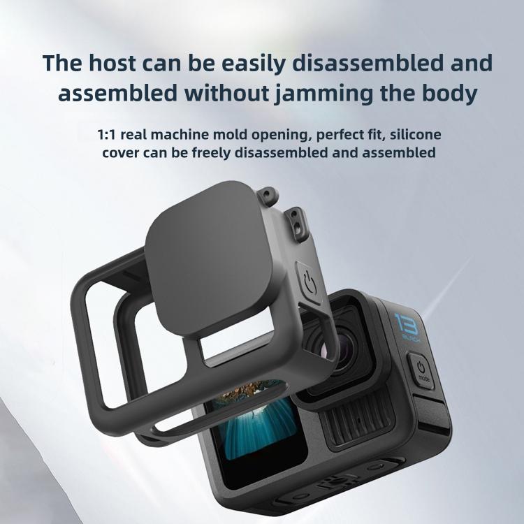 Silicone Protective Case with Wrist Strap & Lens Cover & Side Interface Cover, For GoPro HERO13 Black