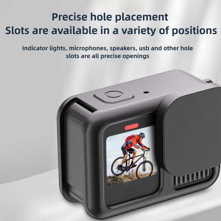 Silicone Protective Case with Wrist Strap & Lens Cover & Side Interface Cover, For GoPro HERO13 Black