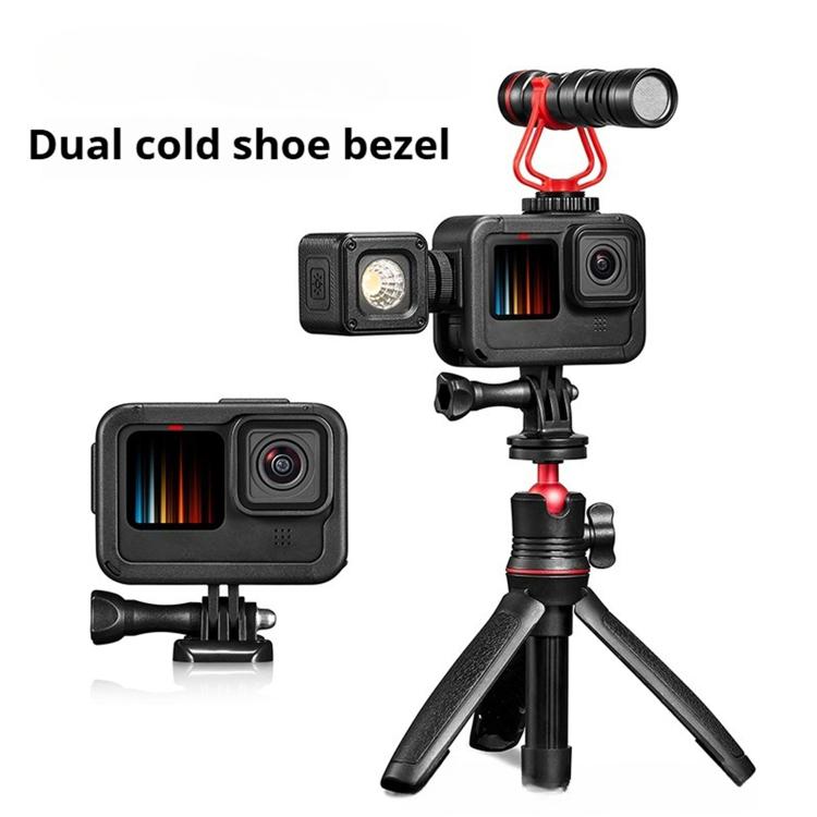 Dual Cold Shoes Frame Expansion PA Cage with Side Interface Cover, For GoPro HERO13 Black / HERO12 Black