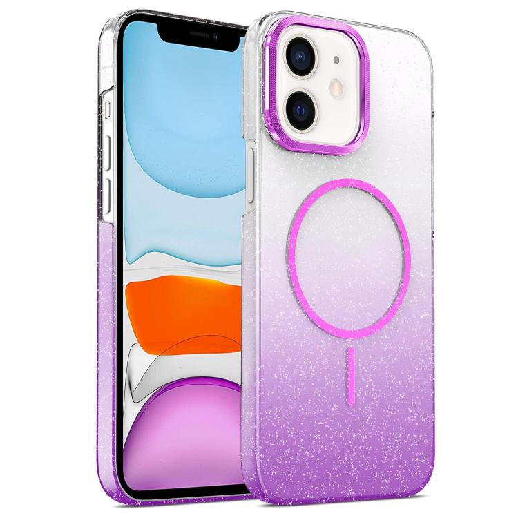 Gold Diamond Glitter Gradient MagSafe Shockproof Phone Case, For iPhone 11, For iPhone 11 Pro