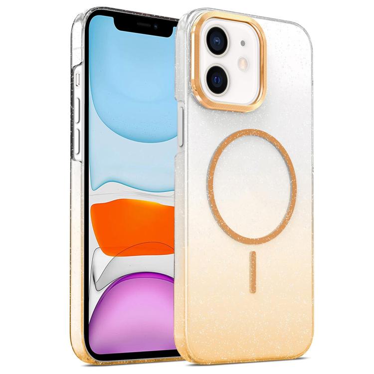 Gold Diamond Glitter Gradient MagSafe Shockproof Phone Case, For iPhone 11, For iPhone 11 Pro