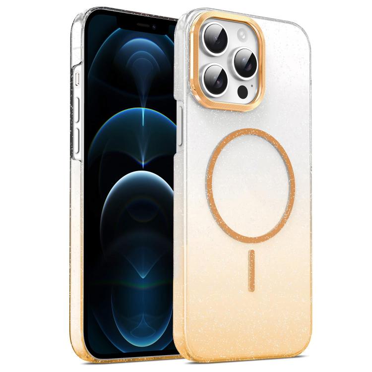 Gold Diamond Glitter Gradient MagSafe Shockproof Phone Case, For iPhone 12, For iPhone 12 Pro Max, For iPhone 12 Pro, For iPhone 11 Pro Max