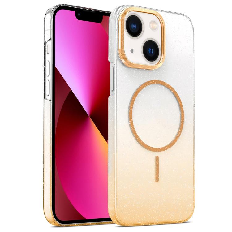 Gold Diamond Glitter Gradient MagSafe Shockproof Phone Case, For iPhone 14 Pro Max, For iPhone 13 Pro Max, For iPhone 13 Pro, For iPhone 13