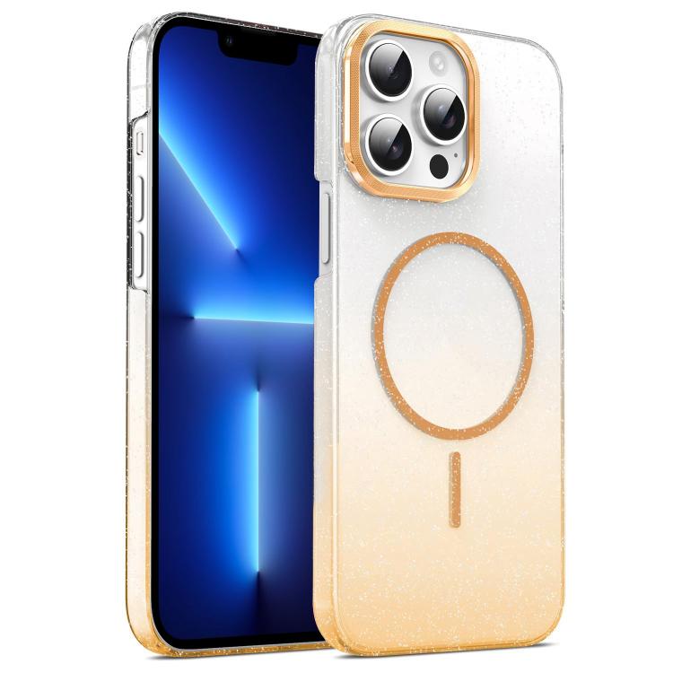 Gold Diamond Glitter Gradient MagSafe Shockproof Phone Case, For iPhone 14 Pro Max, For iPhone 13 Pro Max, For iPhone 13 Pro, For iPhone 13