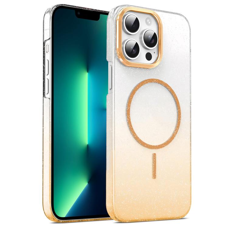 Gold Diamond Glitter Gradient MagSafe Shockproof Phone Case, For iPhone 14 Pro Max, For iPhone 13 Pro Max, For iPhone 13 Pro, For iPhone 13