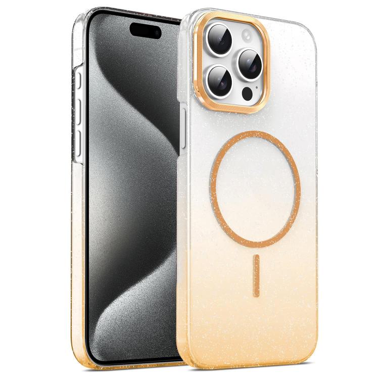 Gold Diamond Glitter Gradient MagSafe Shockproof Phone Case, For iPhone 15, For iPhone 14 Plus, For iPhone 14, For iPhone 14 Pro
