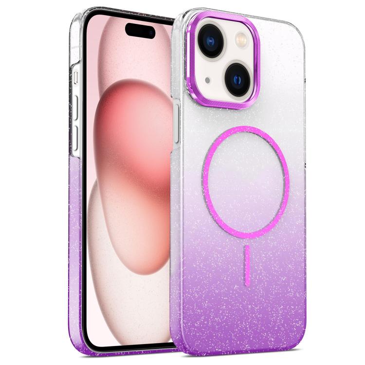 Gold Diamond Glitter Gradient MagSafe Shockproof Phone Case, For iPhone 15, For iPhone 14 Plus, For iPhone 14, For iPhone 14 Pro