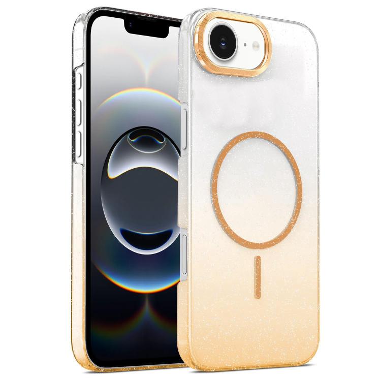 Gold Diamond Glitter Gradient MagSafe Shockproof Phone Case, For iPhone 16e, For iPhone 16 Pro Max, For iPhone 16 Pro, For iPhone 16 Plus