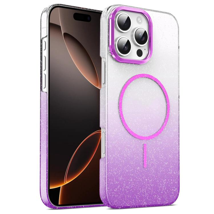 Gold Diamond Glitter Gradient MagSafe Shockproof Phone Case, For iPhone 16e, For iPhone 16 Pro Max, For iPhone 16 Pro, For iPhone 16 Plus