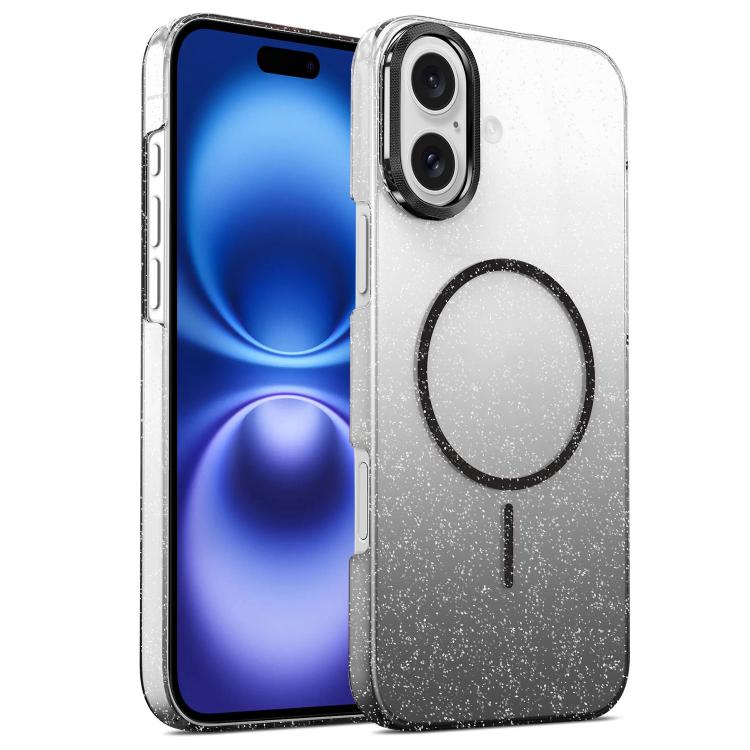 Gold Diamond Glitter Gradient MagSafe Shockproof Phone Case, For iPhone 16e, For iPhone 16 Pro Max, For iPhone 16 Pro, For iPhone 16 Plus