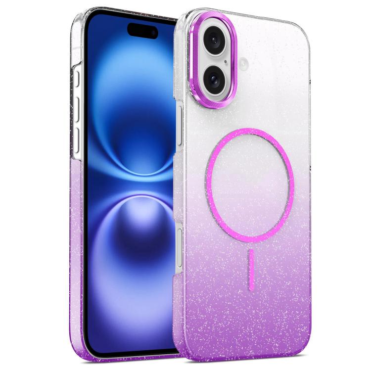 Gold Diamond Glitter Gradient MagSafe Shockproof Phone Case, For iPhone 16, For iPhone 15 Pro Max, For iPhone 15 Pro, For iPhone 15 Plus