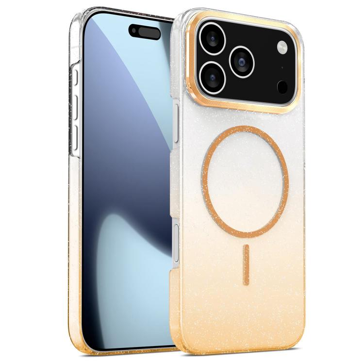 Gold Diamond Glitter Gradient MagSafe Shockproof Phone Case, For iPhone 17 Pro Max, For iPhone 17 Pro, For iPhone 17, For iPhone 17 Air