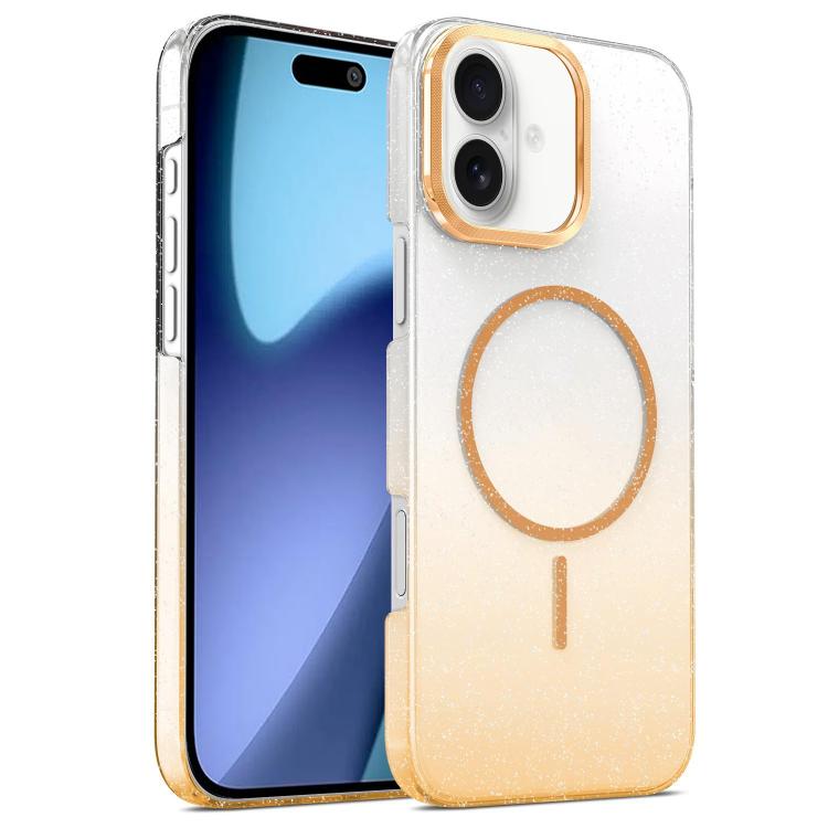 Gold Diamond Glitter Gradient MagSafe Shockproof Phone Case, For iPhone 17 Pro Max, For iPhone 17 Pro, For iPhone 17, For iPhone 17 Air