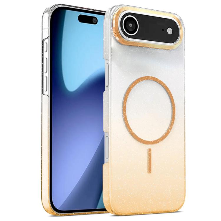 Gold Diamond Glitter Gradient MagSafe Shockproof Phone Case, For iPhone 17 Pro Max, For iPhone 17 Pro, For iPhone 17, For iPhone 17 Air