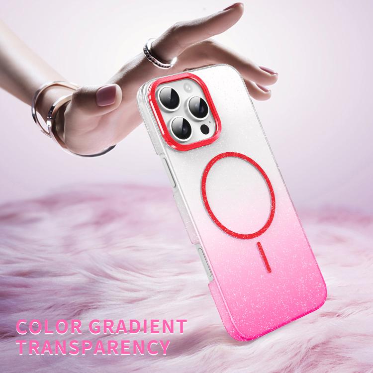 Gold Diamond Glitter Gradient MagSafe Shockproof Phone Case, For iPhone 16e, For iPhone 16 Pro Max, For iPhone 16 Pro, For iPhone 16 Plus