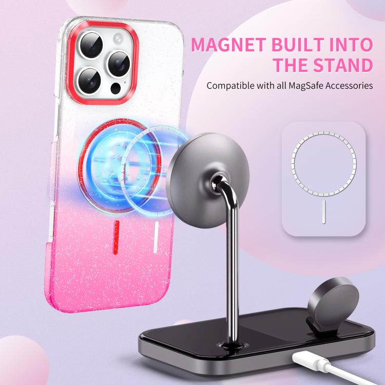 Gold Diamond Glitter Gradient MagSafe Shockproof Phone Case, For iPhone 11, For iPhone 11 Pro