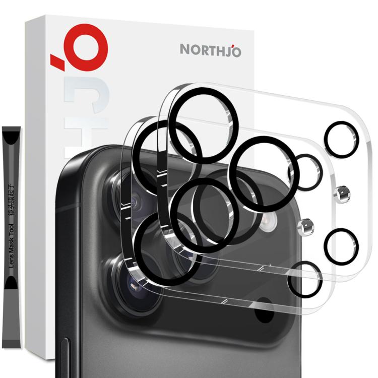 2pcs NORTHJO Camera Lens Protector 3D Night Shot Tempered Glass Film, For iPhone 17 Pro Max, For iPhone 17 Pro, For iPhone 17, For iPhone 17 Air