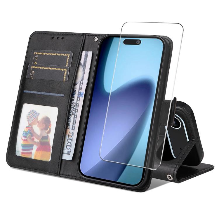 ENKAY Card Wallet Calf Texture Leather Phone Case with Thickened Glue No White Edge Film, For iPhone 17 Pro Max, For iPhone 17 Pro, For iPhone 17, For iPhone 17 Air