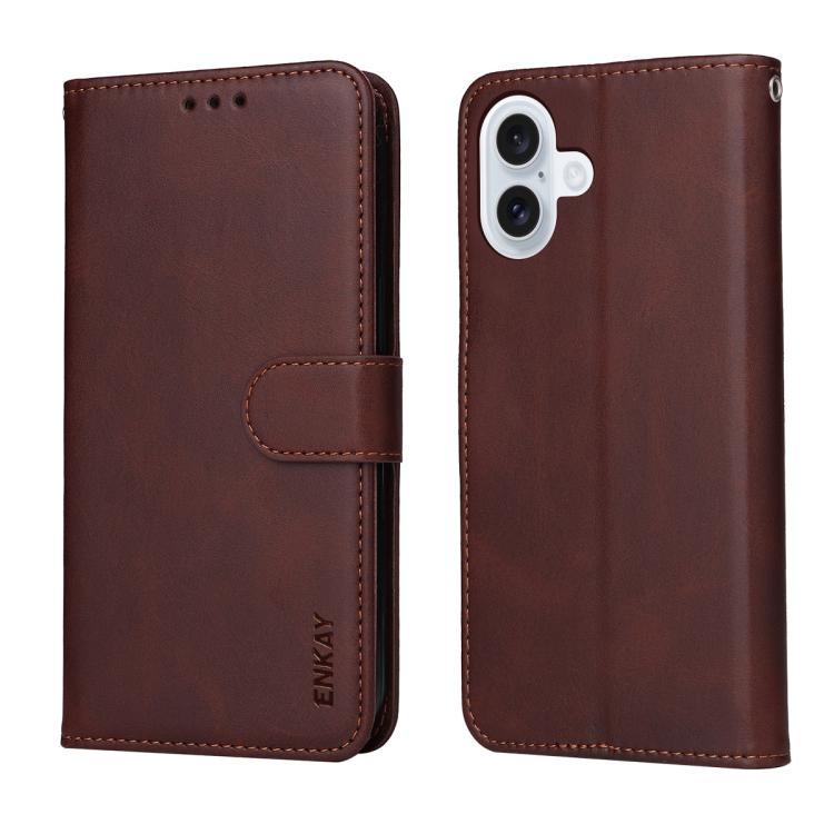ENKAY Card Wallet Calf Texture Leather Phone Case with Thickened Glue No White Edge Film, For iPhone 16, For iPhone 15 Pro Max, For iPhone 15 Pro, For iPhone 15 Plus