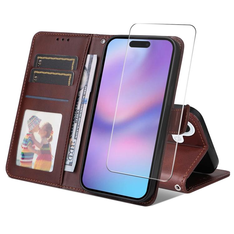 ENKAY Card Wallet Calf Texture Leather Phone Case with Thickened Glue No White Edge Film, For iPhone 16, For iPhone 15 Pro Max, For iPhone 15 Pro, For iPhone 15 Plus