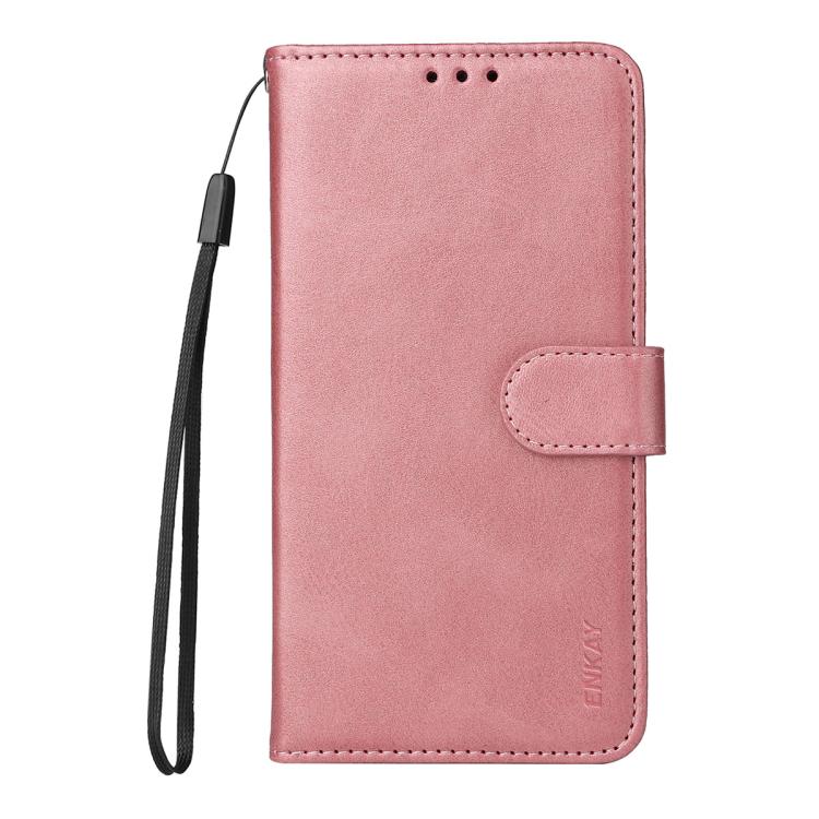 ENKAY Card Wallet Calf Texture Leather Phone Case with Thickened Glue No White Edge Film, For iPhone 15