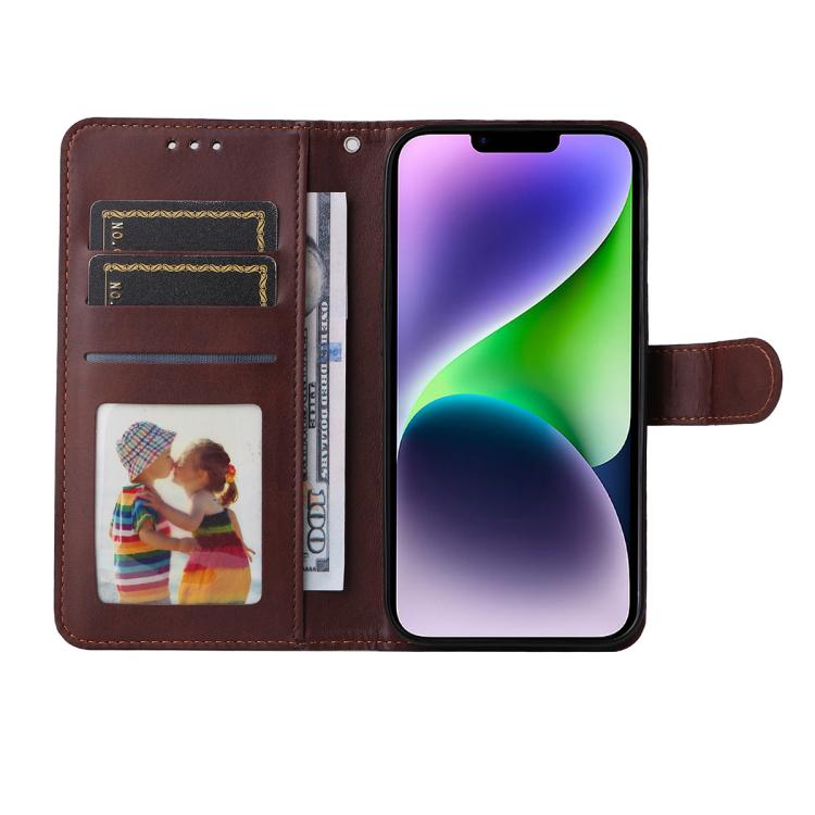 ENKAY Card Wallet Calf Texture Leather Phone Case with Thickened Glue No White Edge Film, For iPhone 15