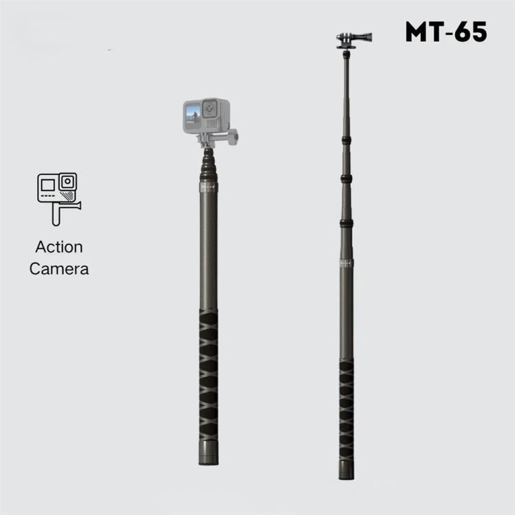 JMARY MT-65 For Action Cameras 3m Carbon Fiber Selfie Stick Monopod 5 Section Extension Pole, MT-65
