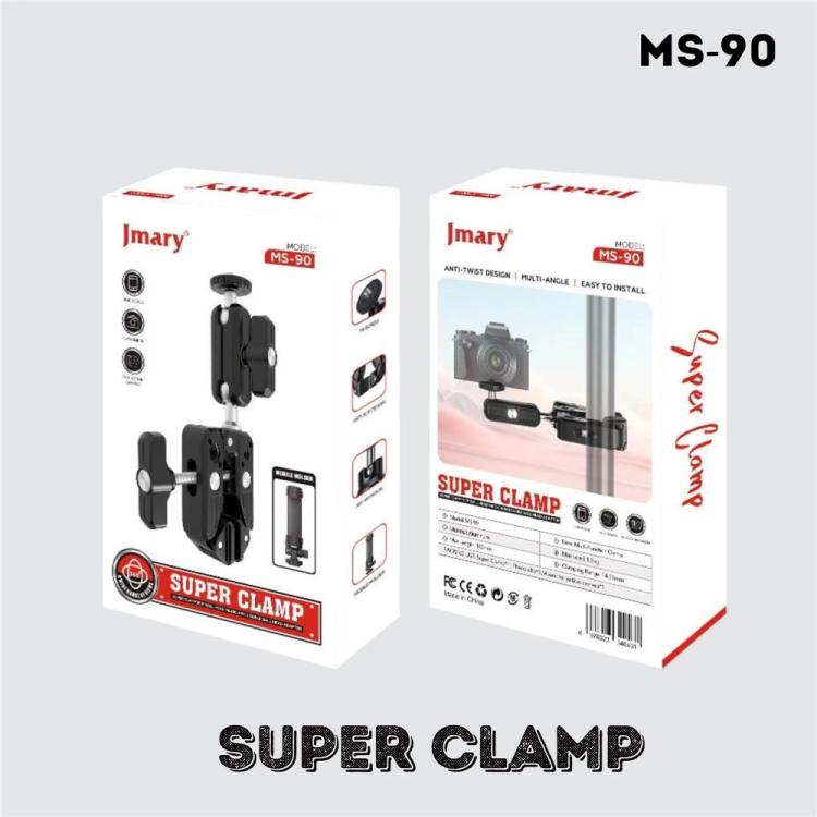 JMARY MS-90 For Action Cameras Super Clamp Mount Magic Arm Double Ball Head Adapter, MS-90