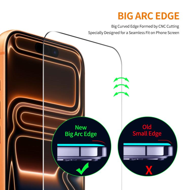 ENKAY Thickened Glue No White Edge 9H Big Arc Edge High Aluminum-silicon Tempered Glass Film, For iPhone 17 Pro Max, For iPhone 17 Pro, For iPhone 17, For iPhone 17 Air