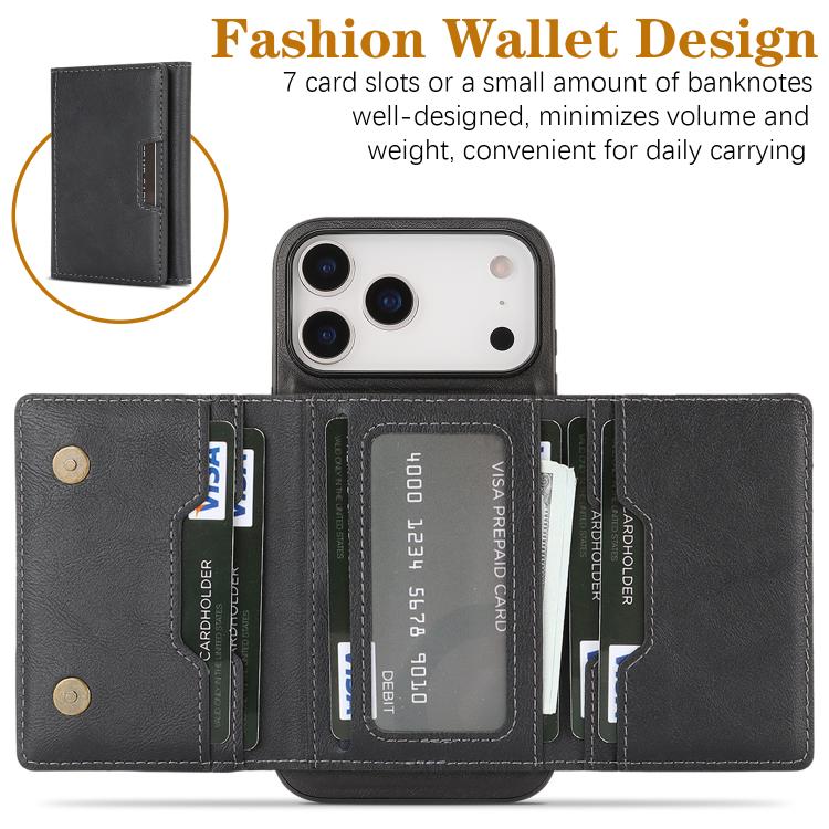 Kalebol Strong Magnetic MagSafe Tri-Fold Wallet Leather Phone Case, For iPhone 17 Pro Max, For iPhone 17 Pro, For iPhone 17, For iPhone 17 Air