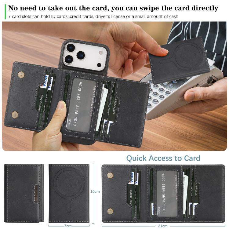 Kalebol Strong Magnetic MagSafe Tri-Fold Wallet Leather Phone Case, For iPhone 17 Pro Max, For iPhone 17 Pro, For iPhone 17, For iPhone 17 Air