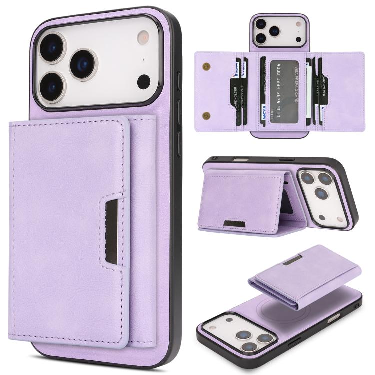 Kalebol Strong Magnetic MagSafe Tri-Fold Wallet Leather Phone Case, For iPhone 17 Pro Max, For iPhone 17 Pro, For iPhone 17, For iPhone 17 Air