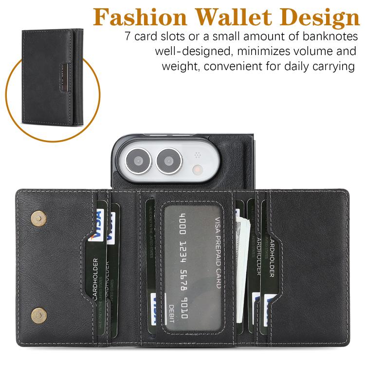 Kalebol Strong Magnetic MagSafe Tri-Fold Wallet Leather Phone Case, For iPhone Duo, For iPhone 18 Pro, For iPhone 18 Pro Max, For iPhone 17e / 16e